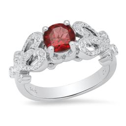 14K White Gold Setting with 1.08ct Garnet and 0.35ct Diamond Ring