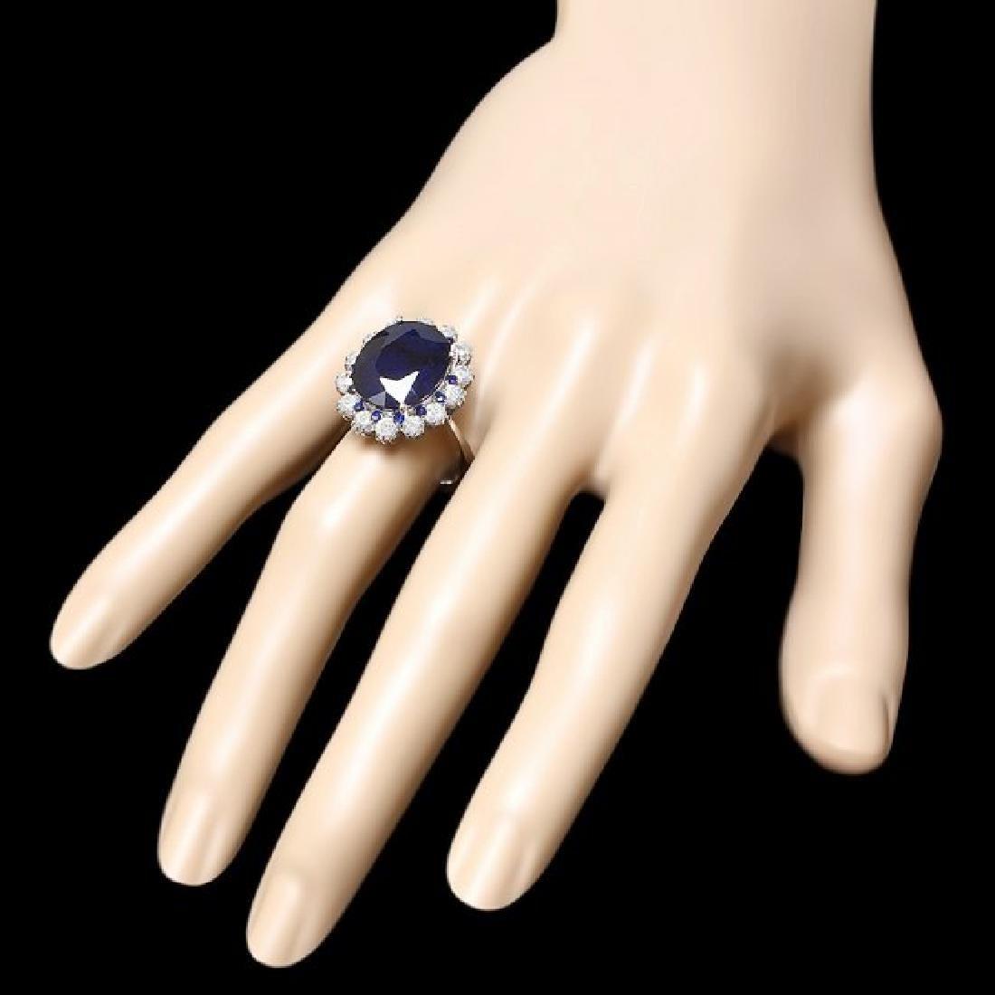 14K White Gold 11.77ct Sapphire and 1.40ct Diamond Ring