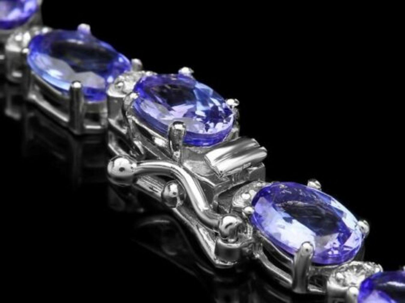 14K White Gold 36.32ct Tanzanite and 1.10ct Diamond Necklace