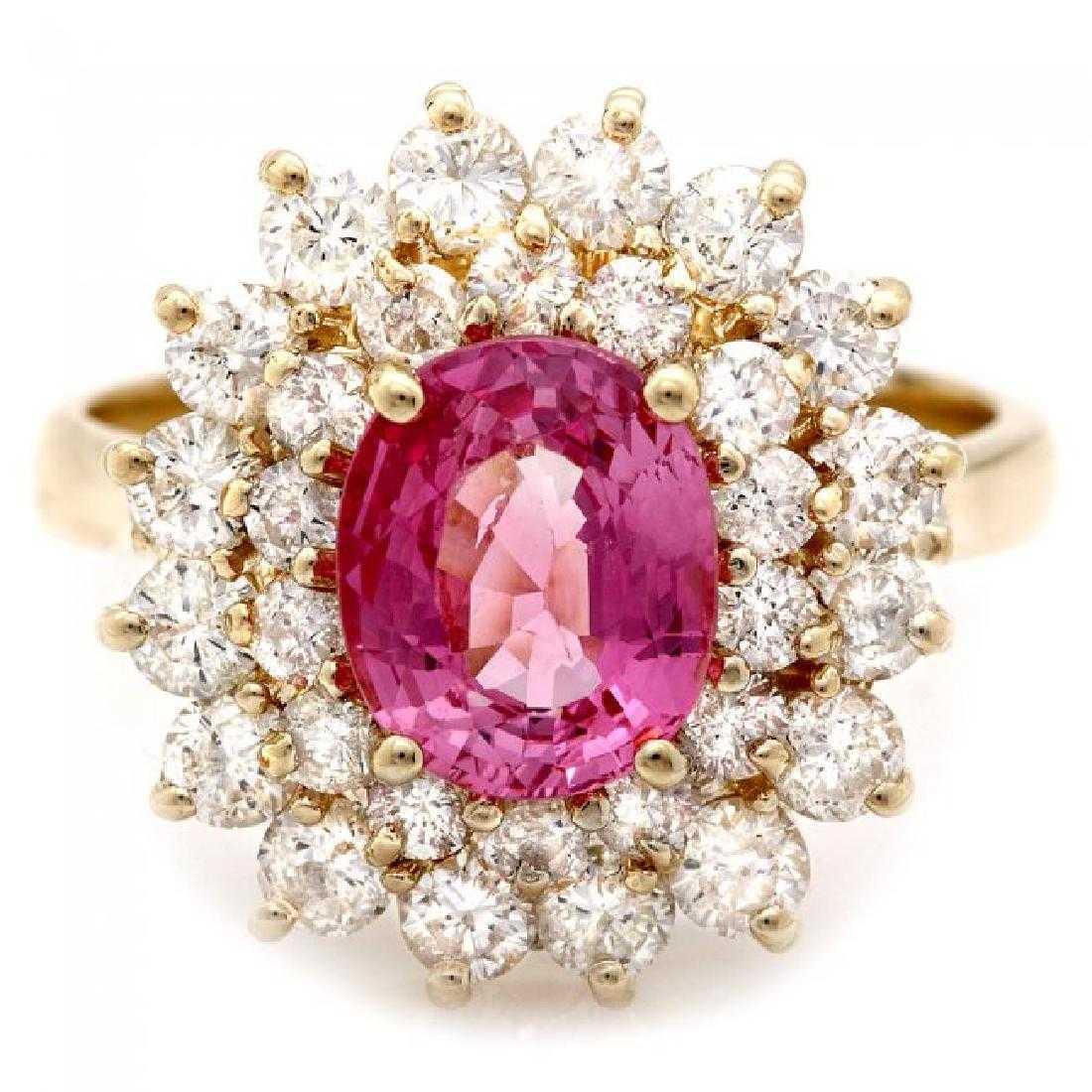 14K Yellow Gold 1.86ct Tourmaline and 1.69ct Diamond Ring