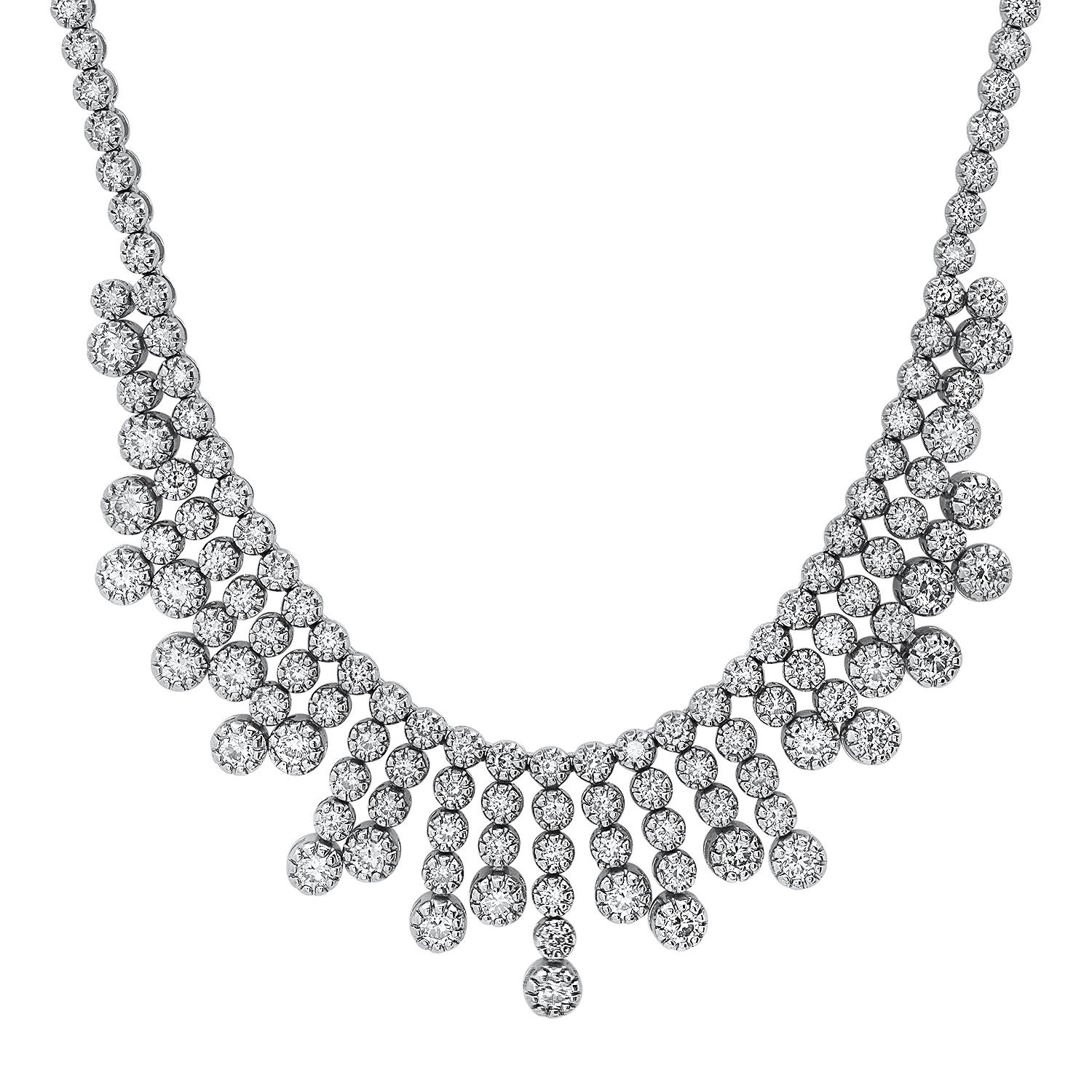 14K White Gold Setting with 7.28ct Diamond Necklace