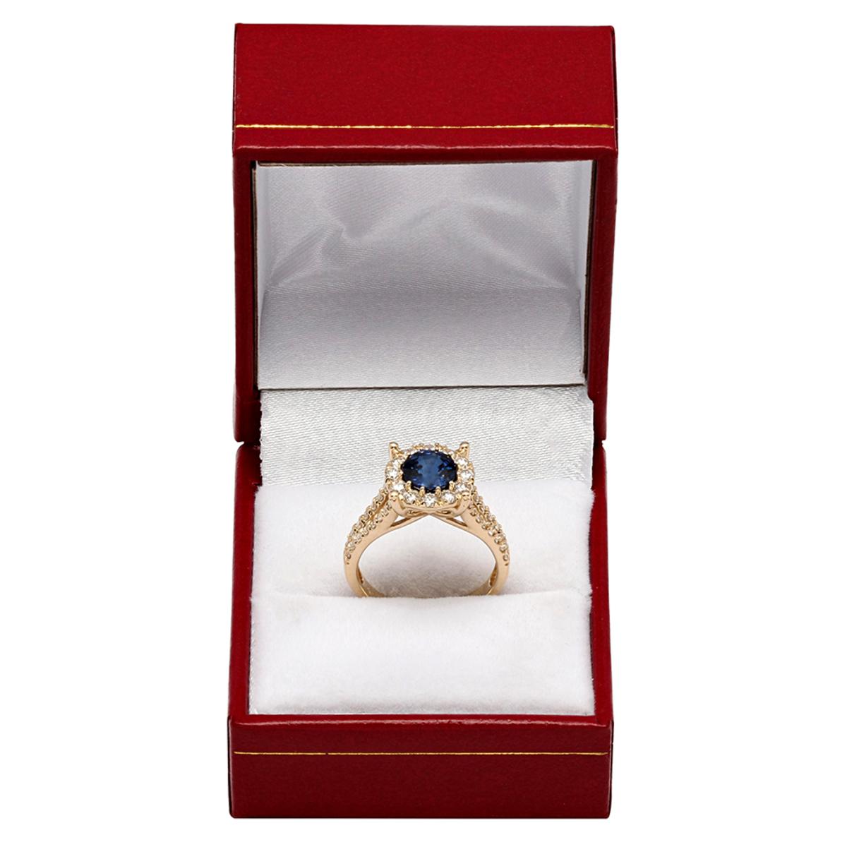 14k Yellow Gold 1.18ct Lab Created Sapphire 1.14ct Diamond Ring