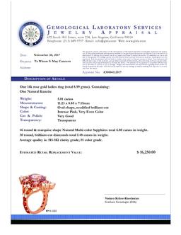 14k Rose Gold 5.01ct Kunzite 6.80ct Sapphire 1.48ct Diamond Ring