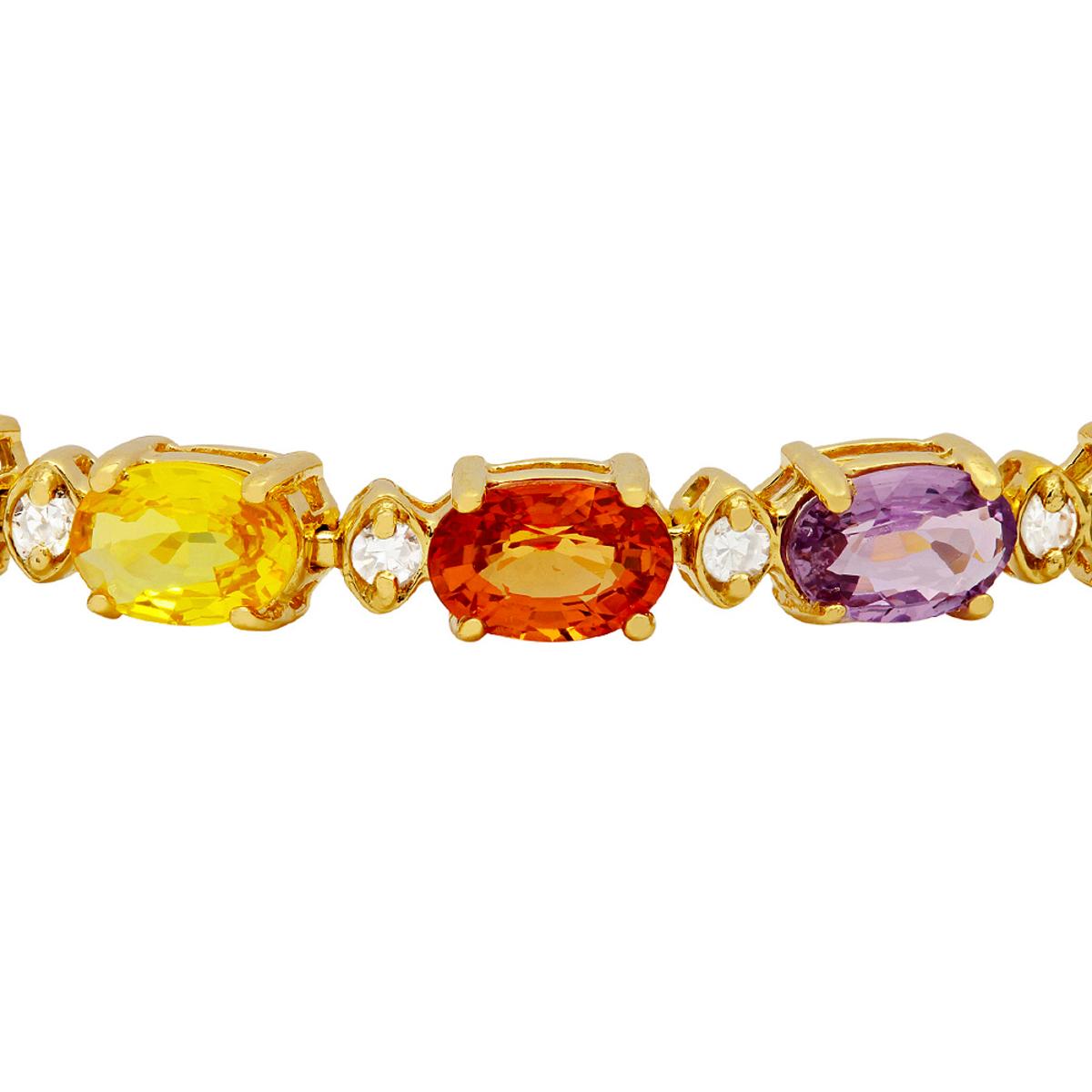 14k Yellow Gold 12.67ct Sapphire 0.47ct Diamond Bracelet