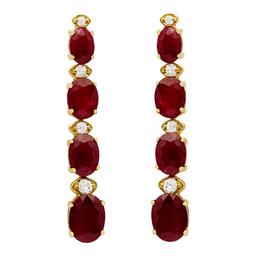 14k Yellow Gold 8.64ct Ruby 0.28ct Diamond Earrings