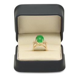 14K Yellow Gold 9.53ct Jadeite and 1.28ct Diamond Ring