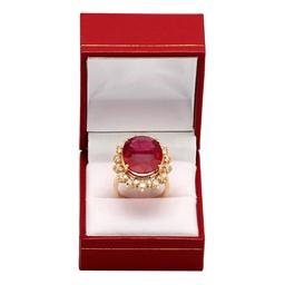 14k Yellow Gold 14.90ct Ruby 2.13ct Diamond Ring