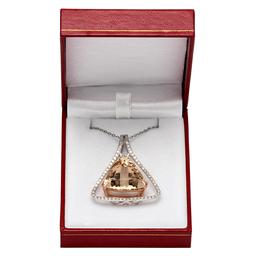 14k White Gold 23.65ct Morganite 1.09ct Diamond Pendant