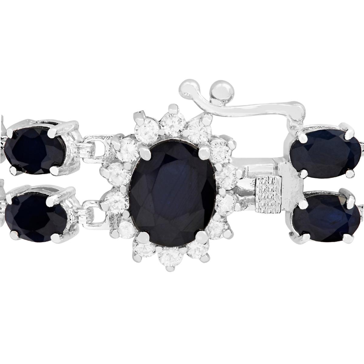 14k White Gold 26.91ct Sapphire 0.50ct Diamond Bracelet