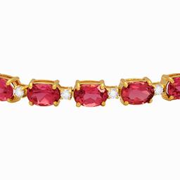 14k Yellow Gold 17.20ct Pink Tourmaline 0.96ct Diamond Bracelet