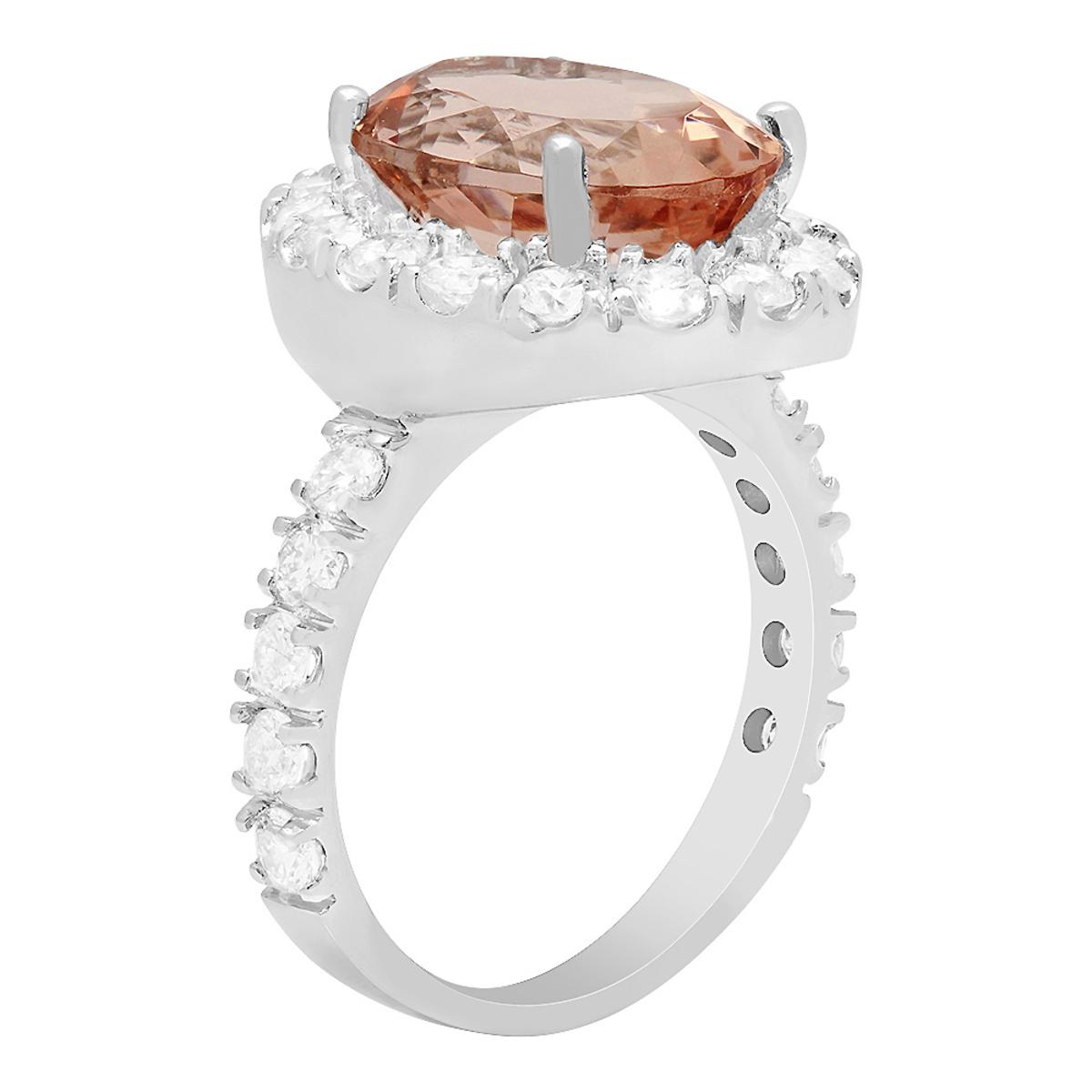 14k White Gold 5.91ct Morganite 1.79ct Diamond Ring