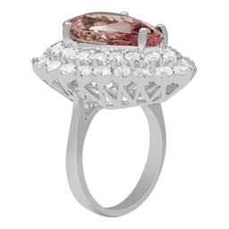 14k White Gold 7.62ct Kunzite 2.68ct Diamond Ring