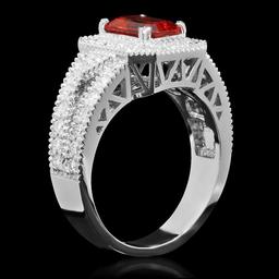 14K White Gold 1.53ct Ruby and 1.06ct Diamond Ring