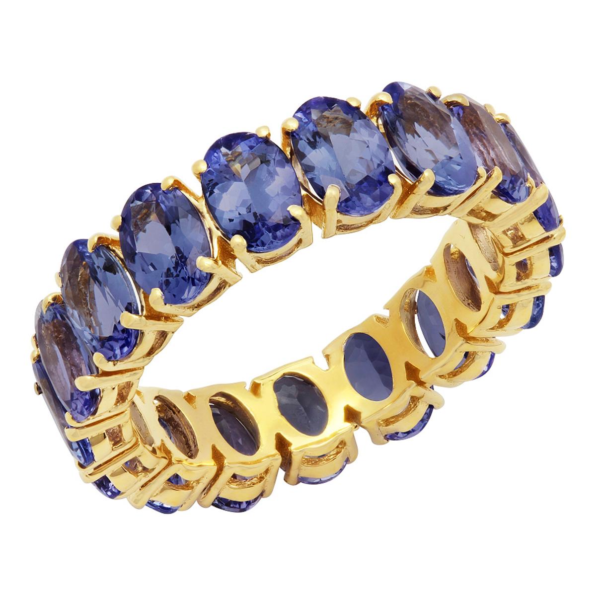 14k Yellow Gold 7.38ct Tanzanite Eternity Band Ring