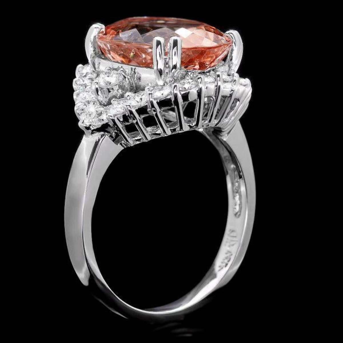 14K White Gold 6.08ct Morganite and 1.04ct Diamond Ring