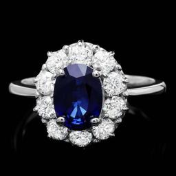 14K White Gold 1.42ct Sapphire and 1.00ct Diamond Ring