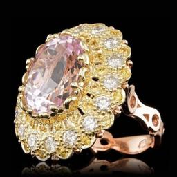 14K Yellow and Pink Gold 14.15ct Kunzite and 2.07ct Diamond Ring