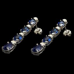 14k White Gold 1.50ct Sapphire 0.48ct Diamond Earrings