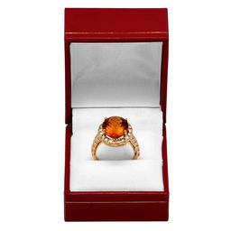 14k Yellow Gold 6.51ct Citrine 1.11ct Diamond Ring