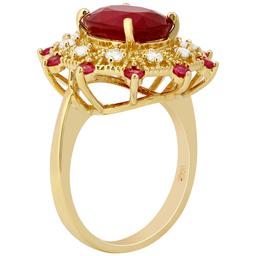 14k Yellow Gold 5.89ct & 0.53ct Ruby 0.42ct Diamond Ring