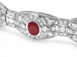 14K Gold 10.91ct Ruby 6.92ct Diamond Bracelet