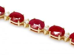 14K Gold 25.08ct Ruby 1.01ct Diamond Bracelet