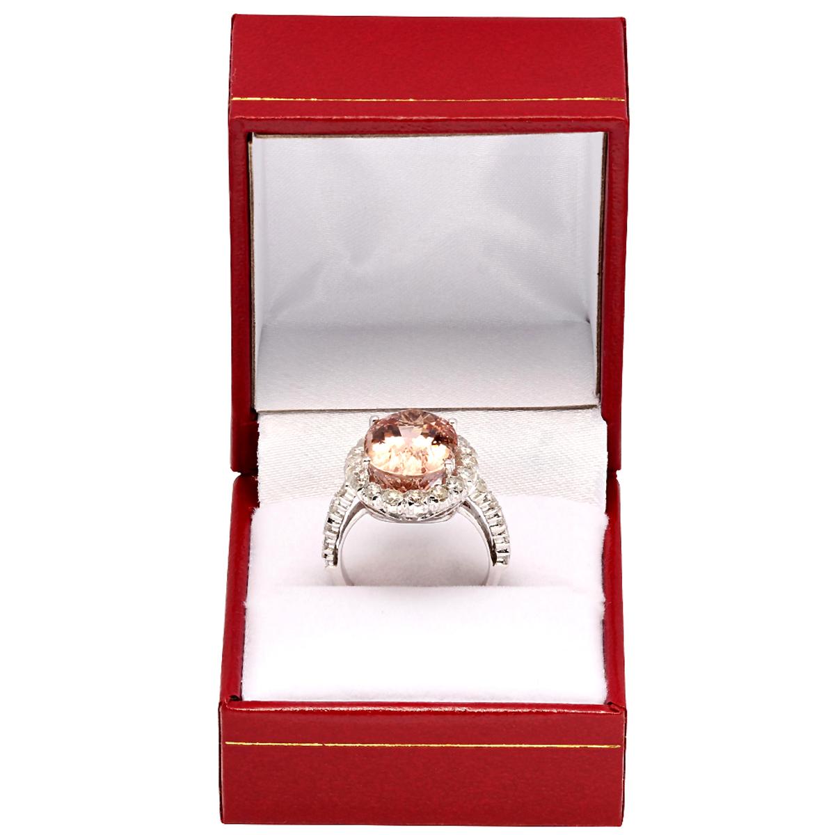 14k White Gold 9.09ct Morganite 1.51ct Diamond Ring