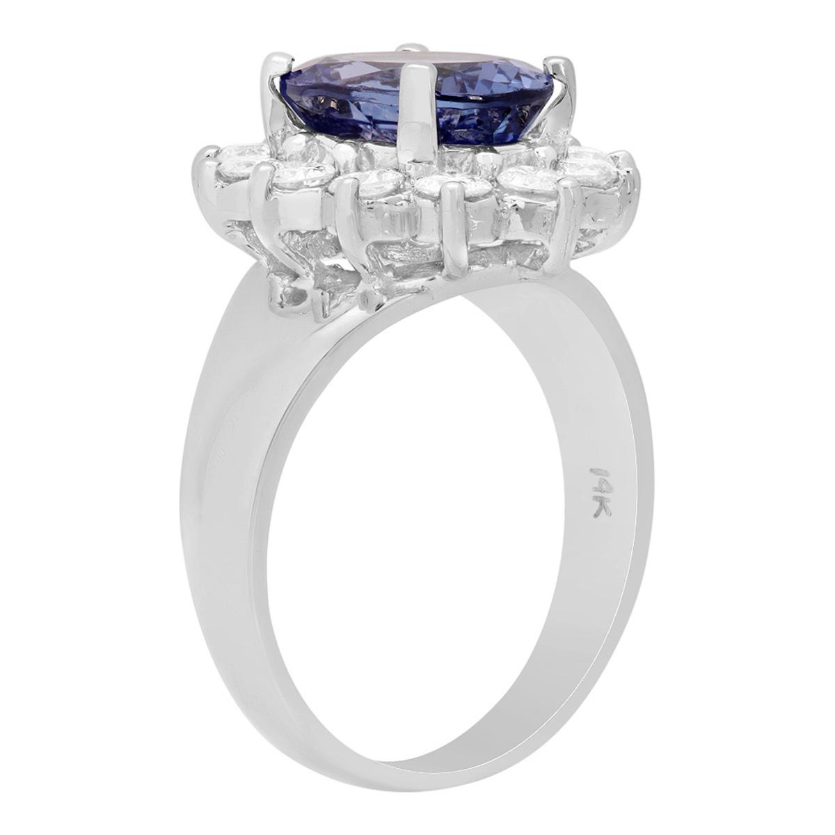 14k White Gold 3.43ct Tanzanite 1.00ct Diamond Ring