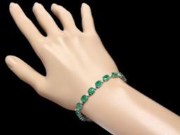 14K Gold 13.31ct Emerald 0.80ct Diamond Bracelet