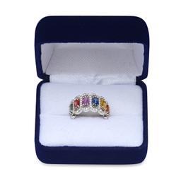 14K White Gold with 3.95ct Multi-Color Sapphire and 1.05ct Diamond Ring