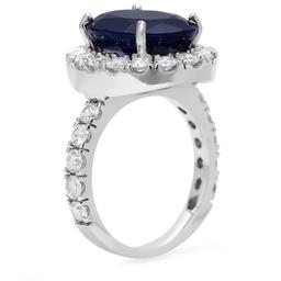 14K White Gold 7.92ct Sapphire and 1.99ct Diamond Ring