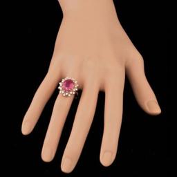 14K Rose Gold 4.23ct Ruby and 0.62ct Diamond Ring