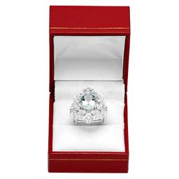 14k White Gold 3.86ct Aquamarine 1.01ct Diamond Ring