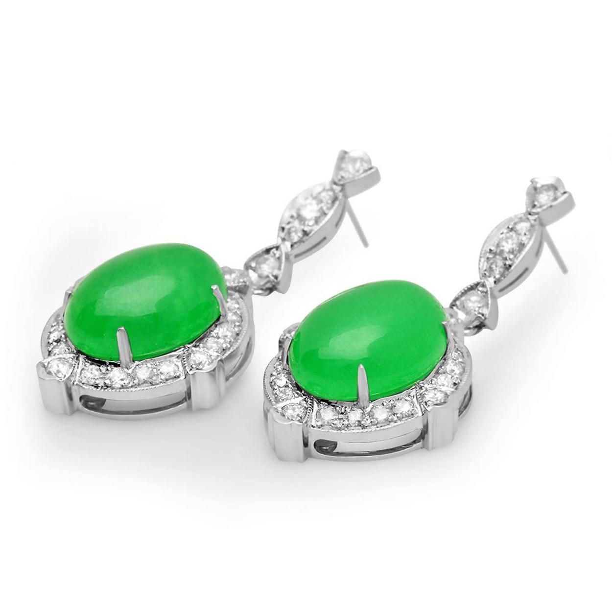 14K Gold 17.99ct Jadeite 1.97cts Diamond Earrings