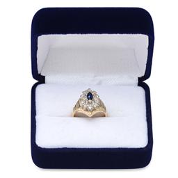 14K Yellow and White Gold Setting with 0.24ct Sapphire and 0.20ct Diamond Ladies Ring