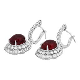 14k White Gold 12.93ct Ruby 1.73ct Diamond Earrings