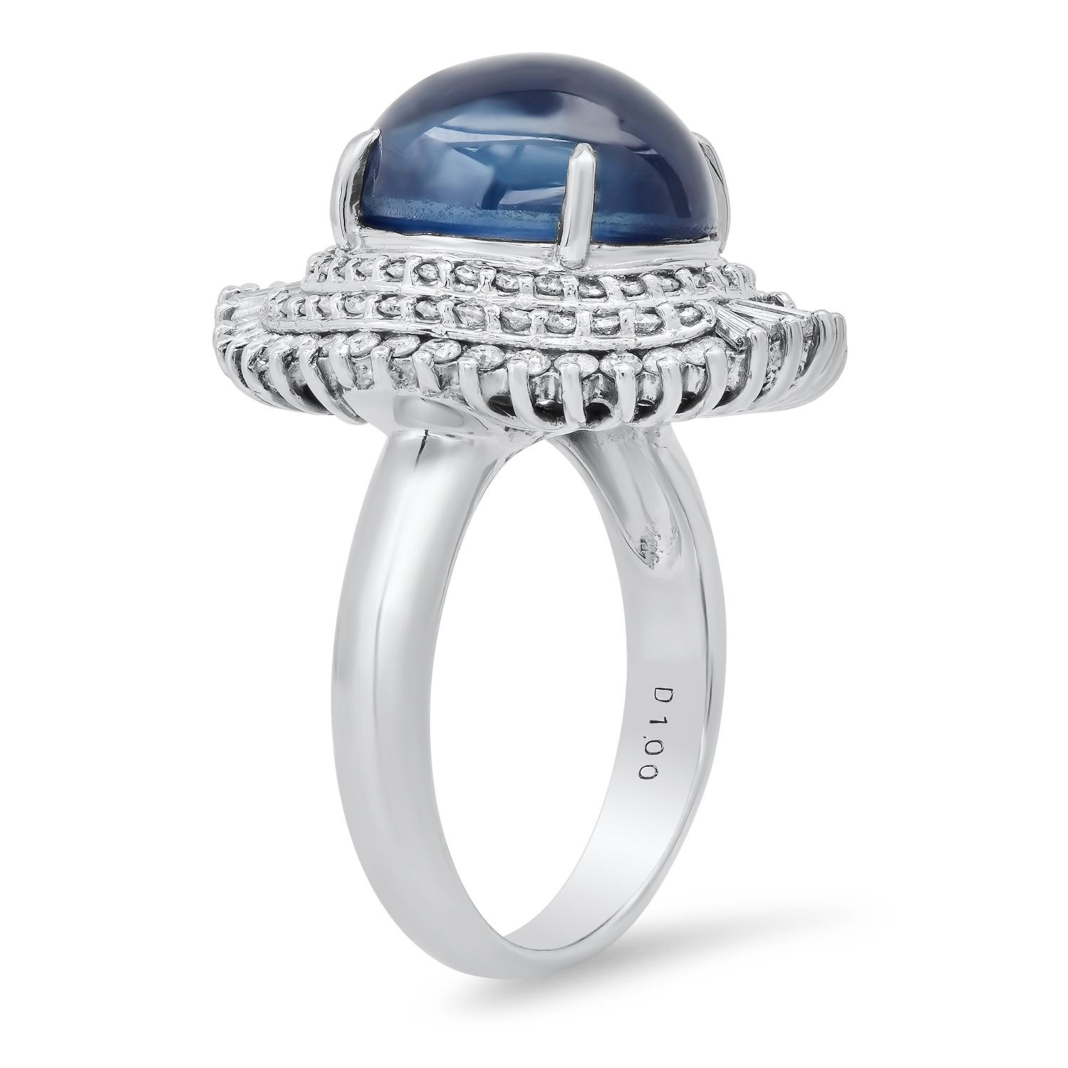 Platinum Setting with 7.45ct Sapphire and 1.0ct Diamond Ladies Ring