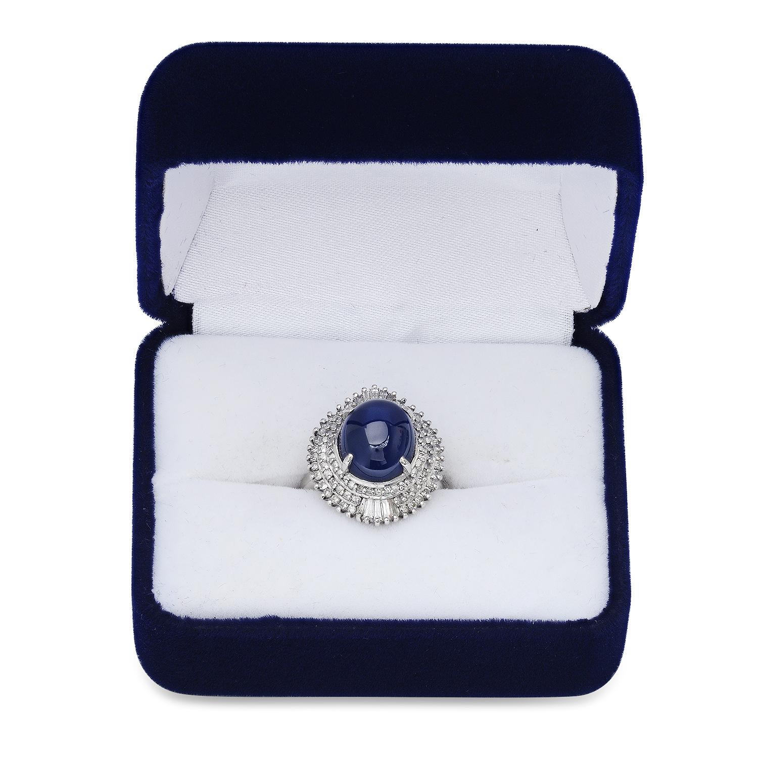 Platinum Setting with 7.45ct Sapphire and 1.0ct Diamond Ladies Ring