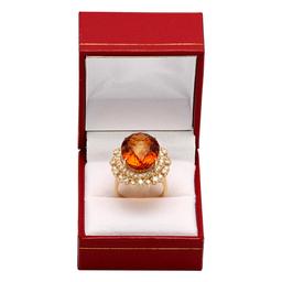 14k Yellow Gold 18.21ct Citrine 2.089ct Diamond Ring