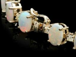 14K Gold 18.21ct Opal 1.53ct Diamond Bracelet