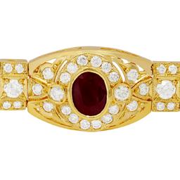 14k Yellow Gold 10.07ct Ruby 7.44ct Diamond Bracelet