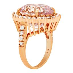 14k Rose Gold 16.56ct Kunzite 1.51ct Diamond Ring