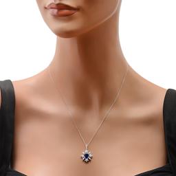 18K White Gold Setting with 1.42ct Sapphire and 0.74ct Diamond Pendant