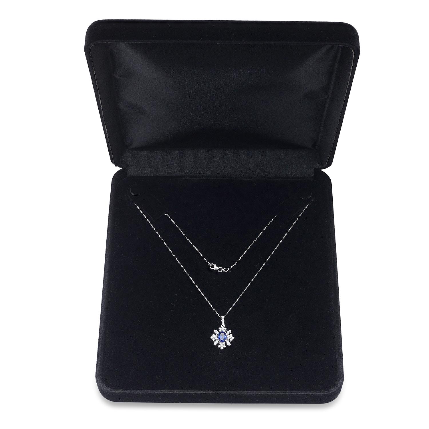 18K White Gold Setting with 1.42ct Sapphire and 0.74ct Diamond Pendant