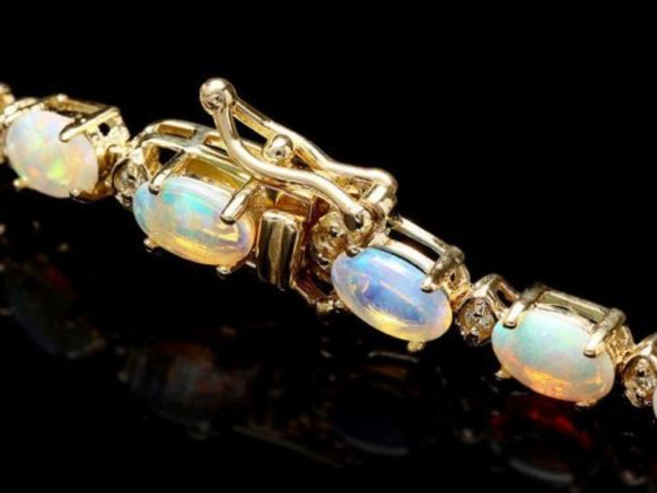 14K Gold 7.30ct Opal 0.56ct Diamond Bracelet