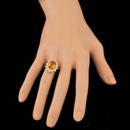 14K Yellow Gold 3.14ct Citrine and 0.64ct Diamond Ring