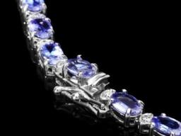 14K White Gold 26.37ct Tanzanite and 2.77ct Diamond Necklace