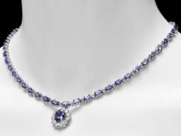 14K White Gold 26.37ct Tanzanite and 2.77ct Diamond Necklace