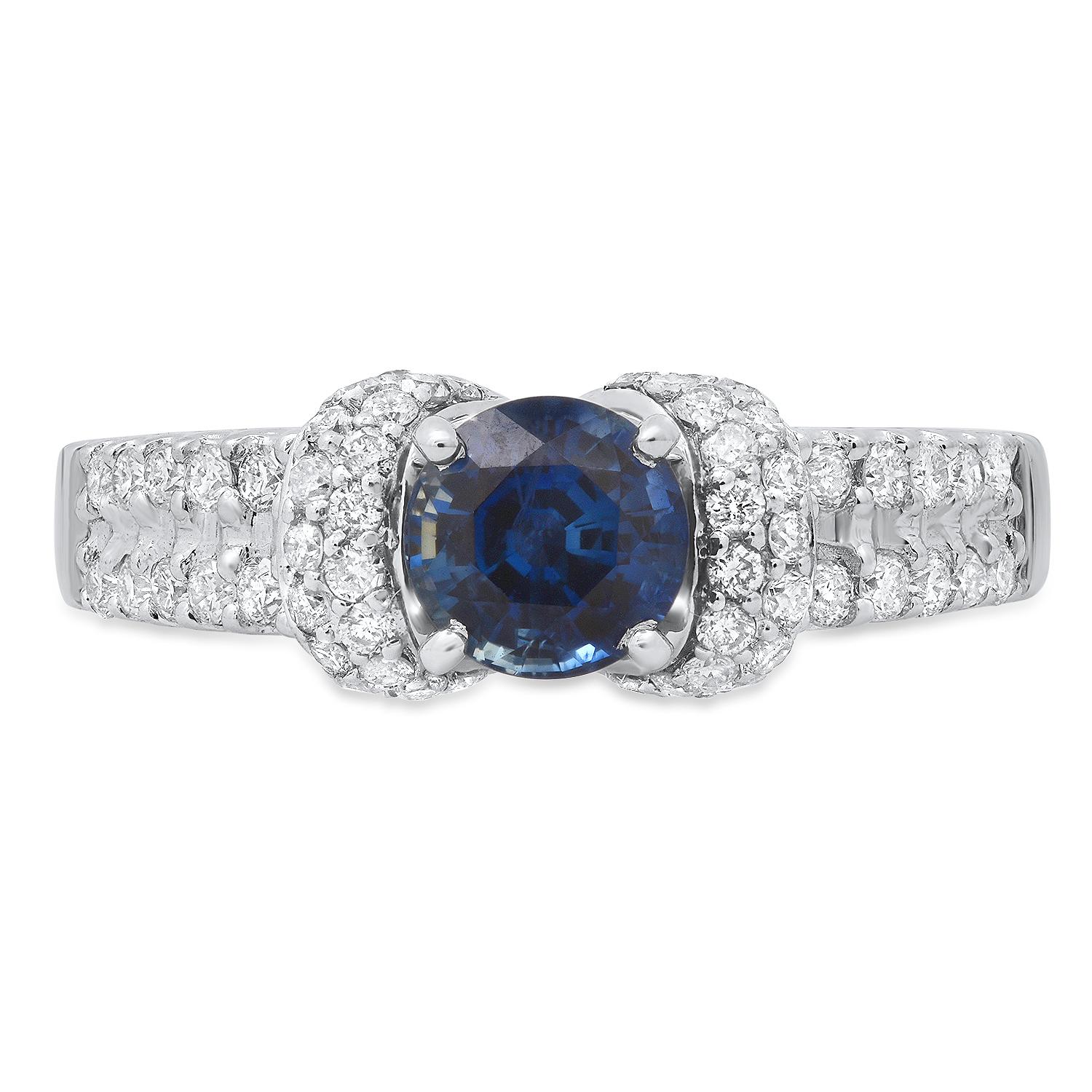 18K White Gold Setting with 1.01ct Sapphire and 0.50ct Diamond Ladies Ring