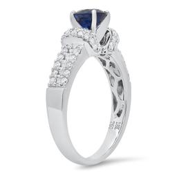 18K White Gold Setting with 1.01ct Sapphire and 0.50ct Diamond Ladies Ring